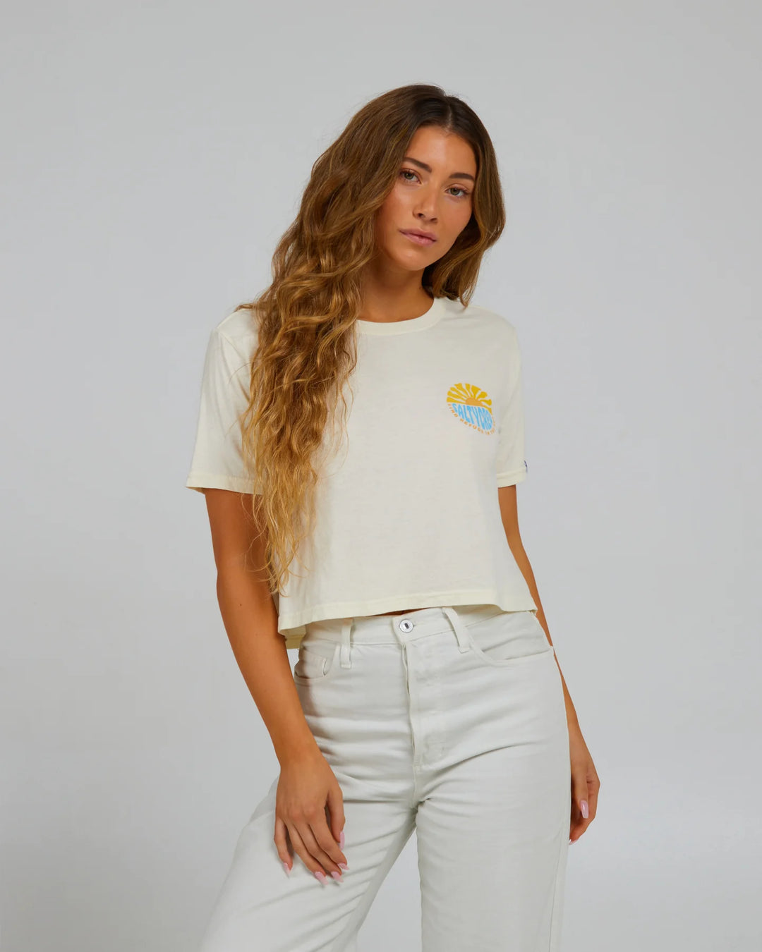 Sun Days Crop Tee - Off White