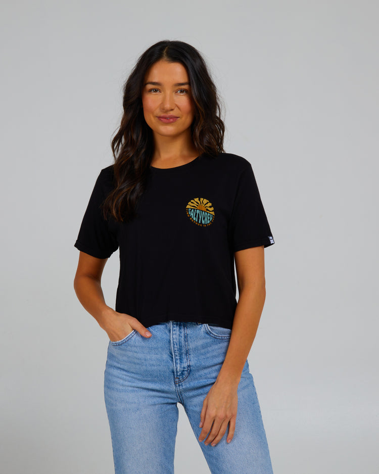 Sun Days Crop Tee - Black